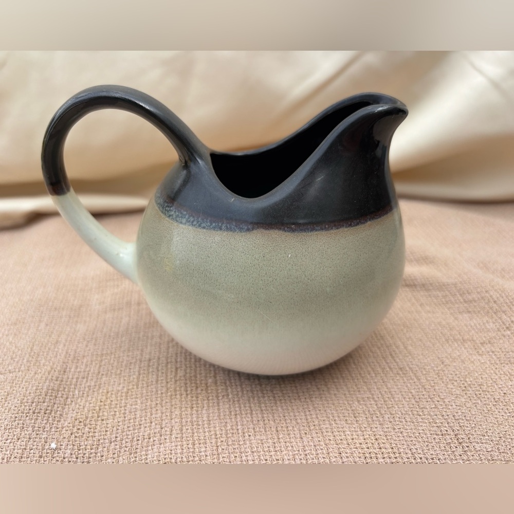 Sango Two-Tone Ceramic Creamer in Black and Sage
